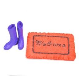 The Irish Fairy Door Company Miniature Welcome Set with Green Wellington Boots