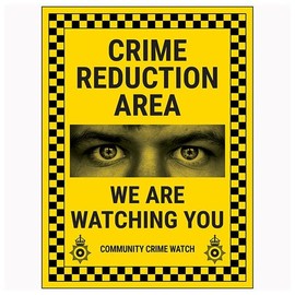 V Safety Crime Reduction Area/We Are Watching You/Community Crime Watch 150 x 200mm - 1mm Rigid Plastic Safety Sign