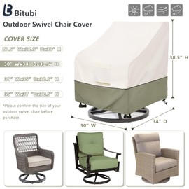 Bitubi Outdoor Swivel Chair Cover, Waterproof Patio Chair Covers, Lawn Furnitures Covers Fits up to 30W x 34D x 38.5H inches (2 Pack, Beige)