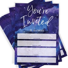 Printed Party Kids Birthday, Outer Space Galaxy, 25 Invitations and Envelopes