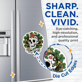 (2 Pack) Dead But Feelin Lucky Magnets - Skull ation - St Patricks Day - 5" On Longest Side - for Cars, Fridges, Toolboxes - Made in USA - MAG4394