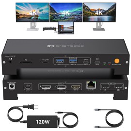 USB C Laptop Docking Station 3 Monitors Triple 3840*2160@60Hz Display with 120W Power Supply Computer PD 100W 15 in 1 Thunderbolt Dock Station for Multiple Monitors with USB 3.2 Port SD/Micro SD Solt
