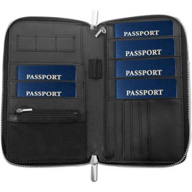 portafolios con bloqueo RFID para pasaporte familiar, 6 unidades, organizador de documentos de viaje de piel prémium para mujeres y hombres, portafolios de viaje para tarjetas de crédito