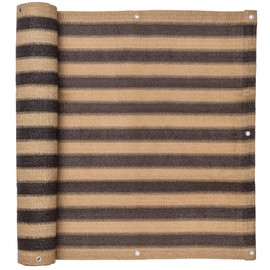 (Quantity 3 Pack) California Net Co. 32” Inches x 180" Inches (15 FT) Tan/Brown Striped Outdoor Wind, Sun, Privacy Screen Net for Deck, Patio, Balcony, Fence or Swimming Pool