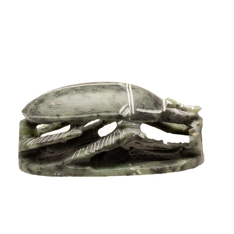 Made in Egypt- Hand Carved Soapstone Scarab - Green -