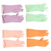 STOBAZA 4 Pairs Reusable Latex Cleaning Gloves Pink Orange and