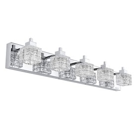 TRLIFE Bathroom Light Fixture, Modern Bathroom Lights Over Mirror 5-Lights Vanity Light, 32inches Crystal Glass Vanity Lights