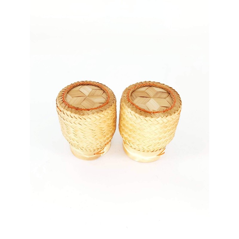 2 Sets of Mini Basket Size 8x8x11 cm. Handwoven Handmade