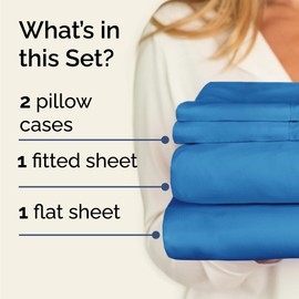 Twin 4 Piece Sheet Set - Cooling & Breathable Bed Sheets - Hotel Luxury Bed Sheets for Women, Men, Kids & Teens - Bedding with Deep Pockets & Easy Fit - Soft and Wrinkle Free - Twin Denim Blue Sheets