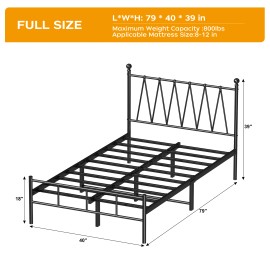 Single Size Bed Frame Heavy-Duty Platform with Metal Slats Support No Box Spring Needed/Easy Assembly Matte Blackcolor: AL-9005, size: 202*103*99.5cm