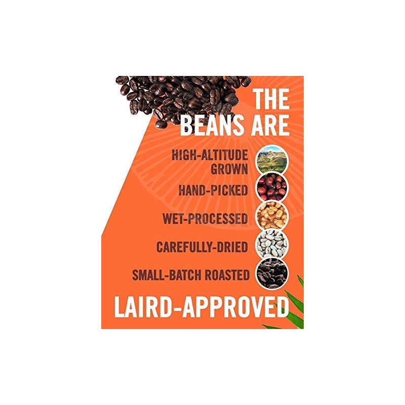 Laird Superfood Peruvian Medium Roast Coffee with Functional Mushrooms, Certified