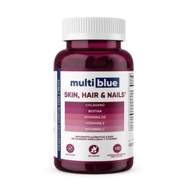 MultiBlue - Colageno + Biotina 120 Capsulas | Formulado con Vitamina D3, Vitamina E y Vitamina C | Vitaminas para Mujer 100% Natural, Sin Gluten, Sin 