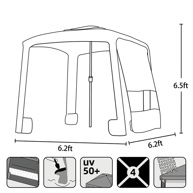 AMMSUN Beach Cabana, 6.2'×6.2' Beach Canopy, Easy Set up and