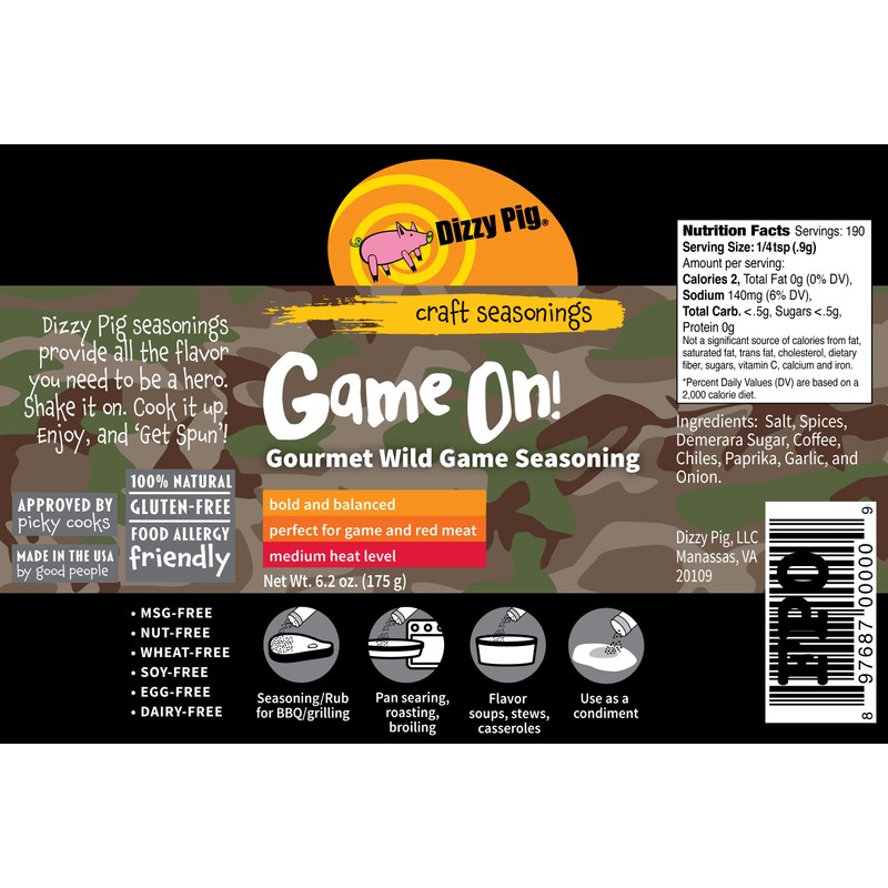 Dizzy Pig Game On! Wild Game Gourmet Seasoning Rub (8oz