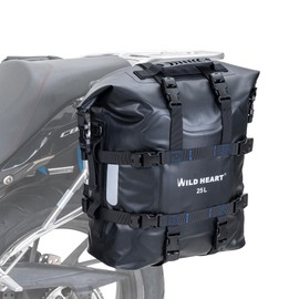 WILD HEART Motorcycle side bag stainless steel suspension waterproof bag Saddlebags 20L/25L waterproof Pianner Bag wear-resistant general-purpose Bike accessories (Black, 20L One Pack)