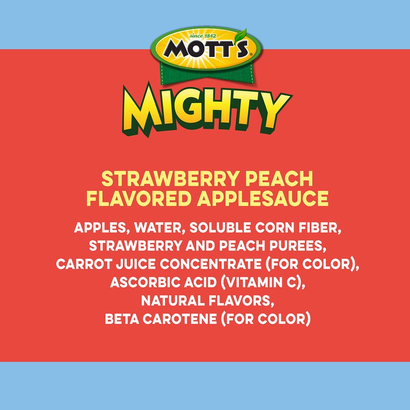 Mott's Mighty Applesauce Variety Pack, 3.2 oz Clear Pouches, 48