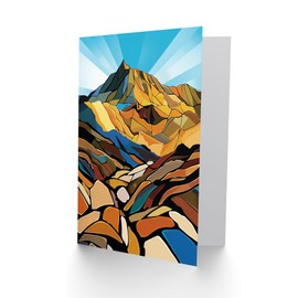 Artery8 Greeting Card Stylised Scafell Pike Mountain Peaks Landscape Blank For All Him Or Her Art Birthday Card