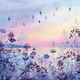 Museums & Galleries Lucy Grossmith Swifts at Sunset Art Greeting Card with White Envelope