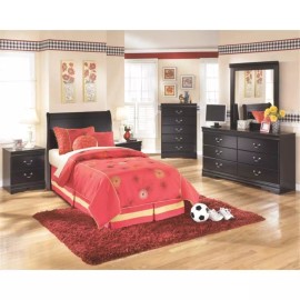 Ashley Furniture Signature Design by Ashley Huey Vineyards Wood Sleigh Twin Headboard in Black