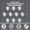 ETHNICITI Pack of 10 Heart White Crackle 40mm Ceramic Door