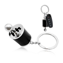 Suvnie Car Shifter Gear Keychain, 6 Speed Shifter Key Chain Fob, Mini Creative Gear Shift Stick Keyring, Car Accessories (Black)