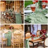 LVEFIT Sage Green Cheesecloth Table Runner 13.3ft Long Gauze Table