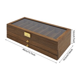 CeRaBuRET Walnut Color 3-Tier Knife Display Case with Handles, Lockable Knife Storage Box with Clear Glass Lid, 3-Tier Knife Display Case Organizer, Knife Collection Case for Storing Knives, Spoons