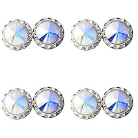 4 Pairs 17mm Round Shaped Acrylic Stone Crystal Post Earring Studs Jewelry Gift for Women Bridal Wedding Casual Stage Everyday Wear Jewelry AB
