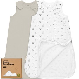 2-Pack Organic Baby Sleep Sacks, 100% Cotton - Soft & Breathable 0.5TOG Baby Wearable Blanket, Toddler Sleeping Sack 0-6 months, Easy to Wear Transitional Swaddles for Newborns, Infants (Nordic, S)