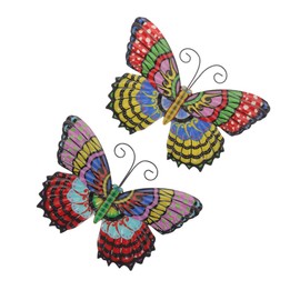 Abaodam 2Pcs Colorful Metal Butterfly Wall Art Decor Elegant Hanging Sculpture for Decoration Durable Iron Craft Unique Outdoor Indoor Wall Hanging