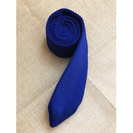 Corbata de punto delgada de color sólido para hombre, clásico, elegante, formal, para boda, Azul Real, Talla única