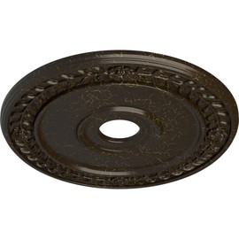 Ekena Millwork CM21WRSHC Wreath Ceiling Medallion (Fits Canopies up to 6"), Hand-Painted Stone Hearth Crackle
