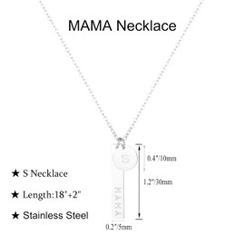 Tavuala MAMA Necklace - Initial Necklace for Women, Mothers Day Gift, Stainless Steel, No Gemstone