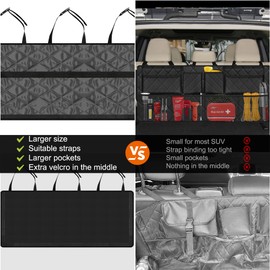 Femuar Car Trunk Organizer, Large Capacity Backseat Trunk Organizer (42"*18"), Collapsible Car Storage Bag with 8 Pockets, SUV/MPV/Truck - Black