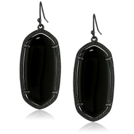 Kendra Scott "Starstruck" Elle Gunmetal Black Opaque Glass Drop Earrings