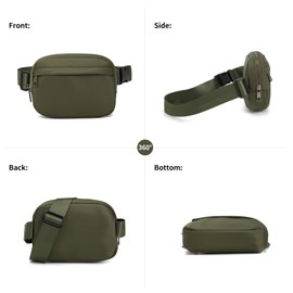 EXYANGEE Unisex Belt Bag Fanny pack crossbody bags Everywhere Waist packs with Adjustable Strap, Dim Olive, 8.5 x 3 x 6 inches