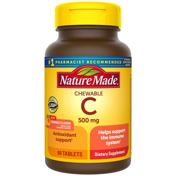 Nature Made Chewable Vitamin C 500 mg Tablets, 60 Count