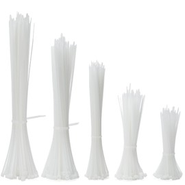 INTMALTE Cable Ties 500 Pack Plastic Zip Ties Heavy Duty Tie Wraps Self Locking Small Nylon Zip Tiesfor Home, Office, Garden, Assorted in Sizes 100mm, 150mm, 200mm, 250mm (Size1, White)