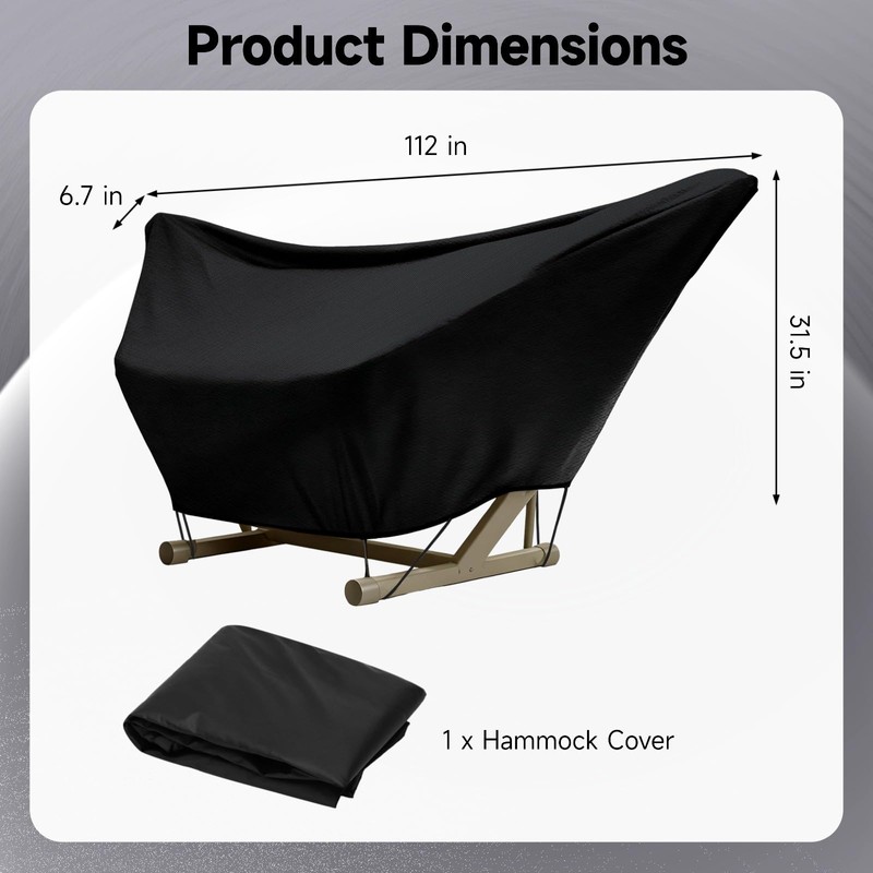 yeesport 420D Heavy-Duty Waterproof Hammock Cover, 112 x 6.7 x