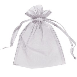 50 Organza Bags Wedding Favours Party Jewellery Pouches Mesh Drawstring Gift Wrap (5cm x 7cm, Silver)