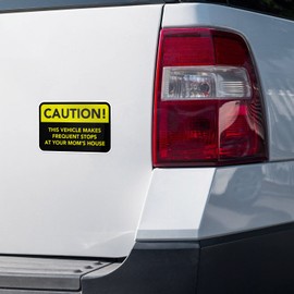 Caution This Vehicle Makes Frequent Stops at Your Moms House Car Bumper Vinyl Sticker Decal