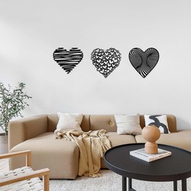 YATEASLU Set of 3 Heart Wall Decor Unique Metal Art Designs for Bedroom, Living Room, and More – Perfect for Adding Warmth and Elegance to Any Space (11.8 * 11.8 inch)