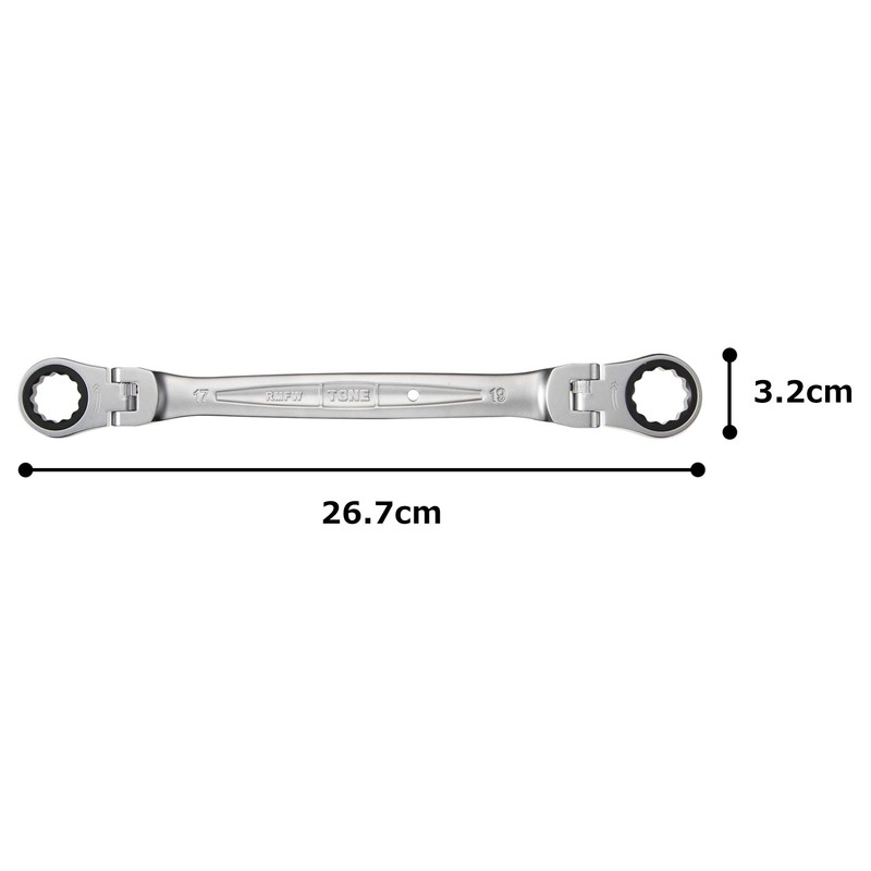 TONE RMFW-1719 Double Neck Swing Ratchet Glasses Wrench Double Sided