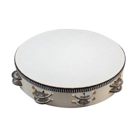 AUEAR, Double Row Jingles Handheld Tambourine Creative Wooden Drum for Adults Percussion Musical Educational Toy Party Game Church (1-Pack, 10 Inch)