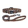 Olahibi Dog Collar Leash Set, Leopard Pattern, Polyester Material, Adjustable