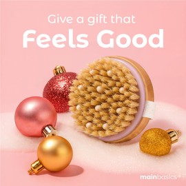 MainBasics Dry Brushing Body Brush for Lymphatic Drainage, Dry Skin, Cellulite, Blood Circulation with Exfoliating Natural Bristles and Massage Nodes for Flawless Skin