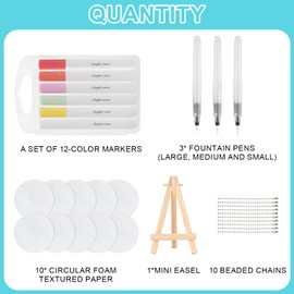 Magic Puffy Paint, 3D Foam Texture Painting Set, Puffy Paints, Foam Textured Paper Marker Bead Chain Mini Easel, Magic Puffy Paint Kit, Sensory Art Set