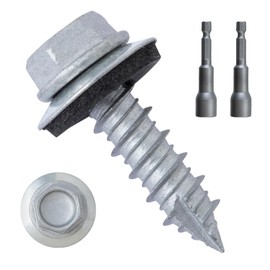 LIONMAX Metal Roofing Screws #14 × 1 Inch, 400-PCS, Zinc Plated Hex Head Sheet Metal Roof Screws, Rubber Washer, Sharp Point, Metal to Wood Siding Screws, Hex Socket Included