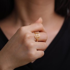 Dreamtimes Crescent Moon Rings for Women Girls Adjustable Stainless Steel Open Finger Lotus Flower Yoga Rings Trendy Bohemian Jewellery, Stainless Steel