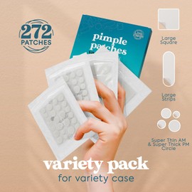 272 parches grandes para granos en el rostro - Paquete variado de parches para granos con ácido salicílico, árbol de té y aceite de caléndula - Parches para granos Parches grandes para el acné en el rostro y el cuerpo - Parches para manchas oscuras